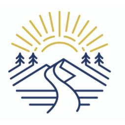 R-TAC logos for DC (3) Central Valley R-TAC Logo: A landscape drawing in blue, of a valley that leads to mountains with the sun rising above.