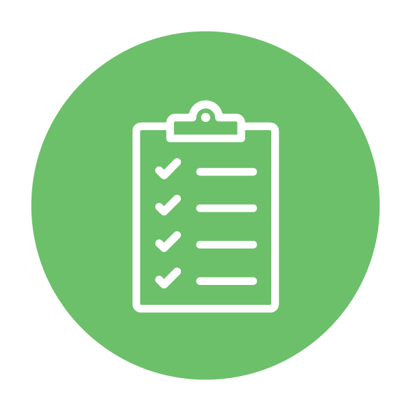 1_Shared Commitment A green image that contains a white icon of a clipboard with a checklist on it meant to represent priorities. U